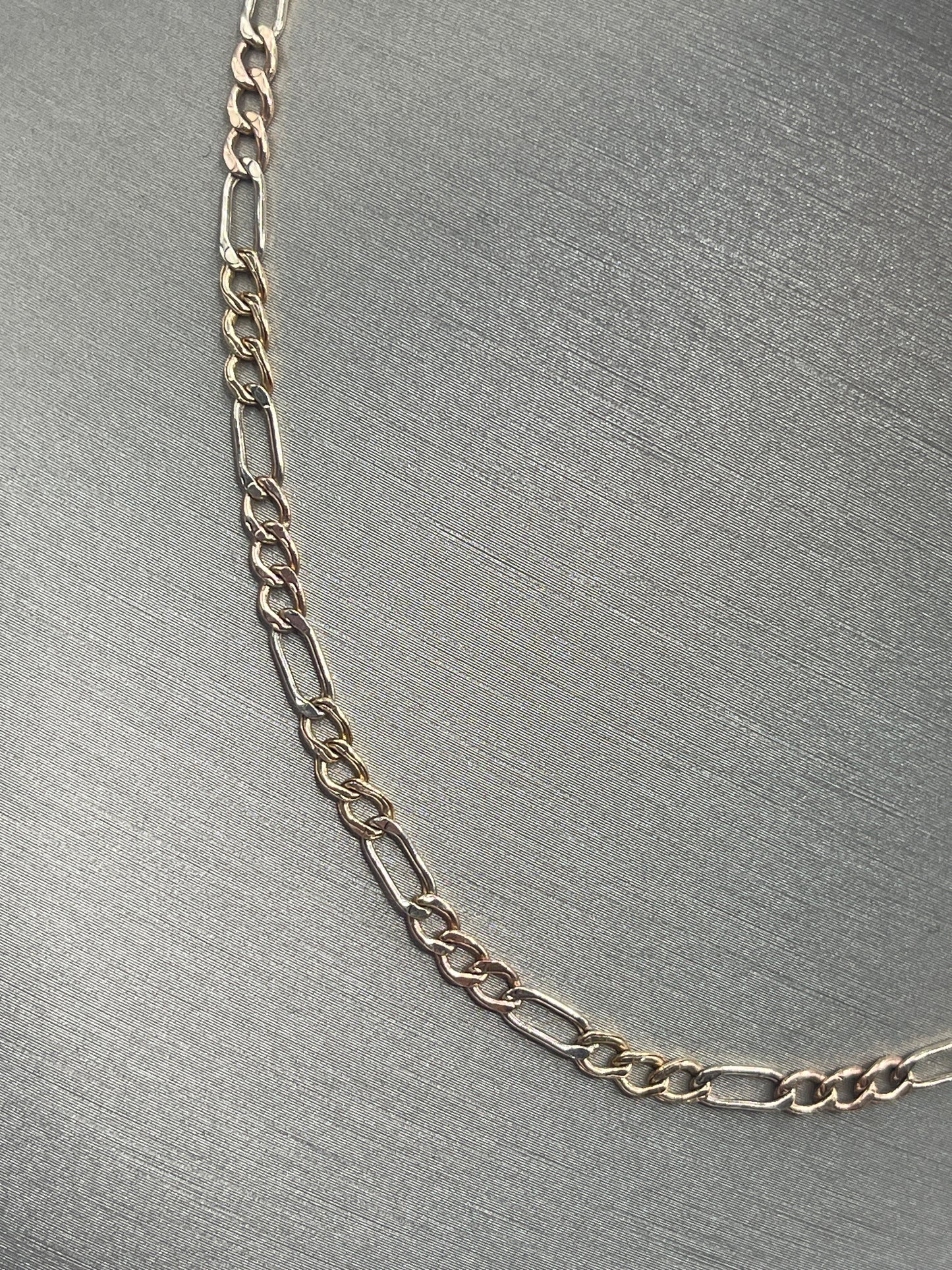 Figaro Tri Color Chain 14k
