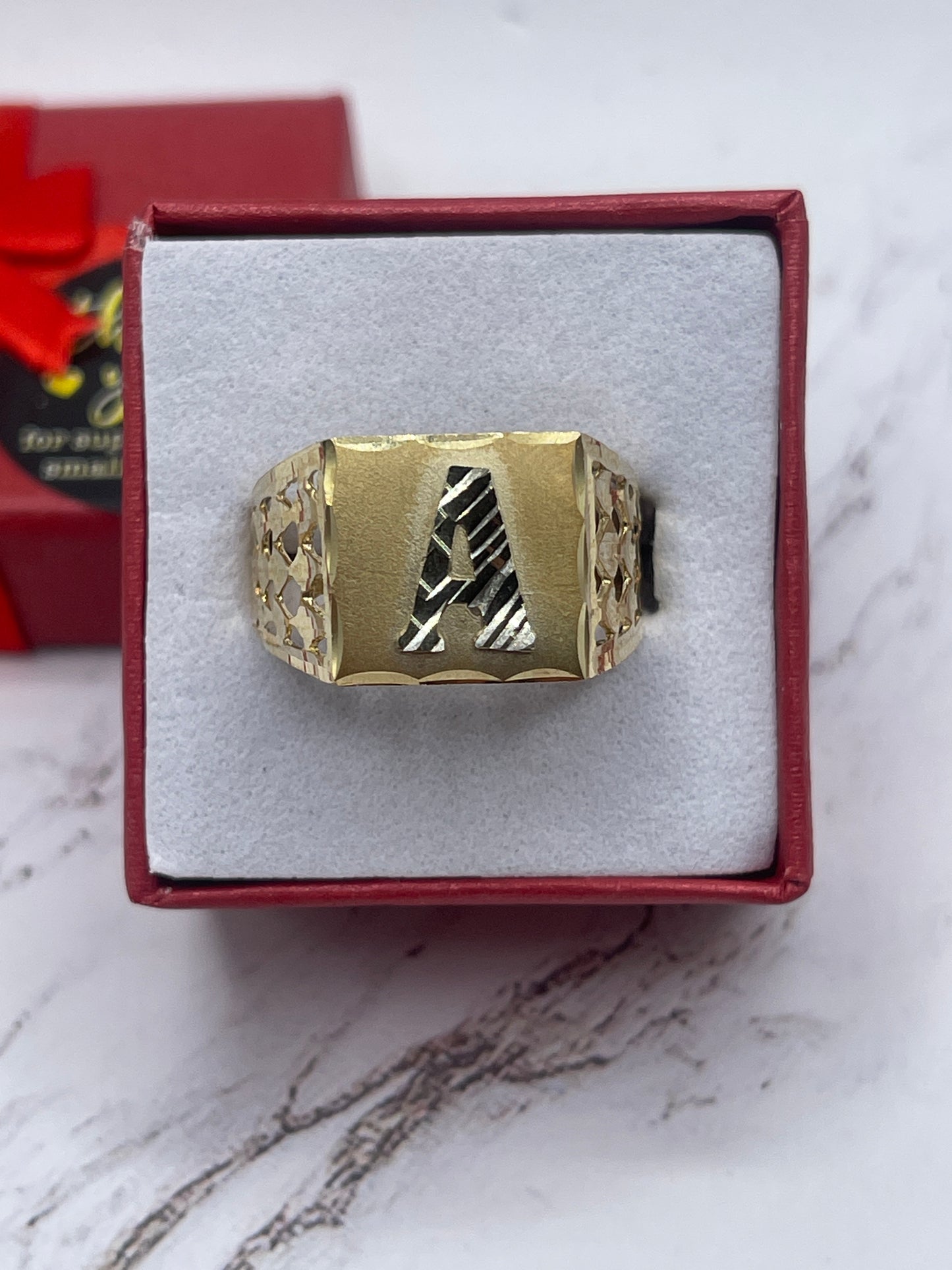 Letter A Men Ring 10k