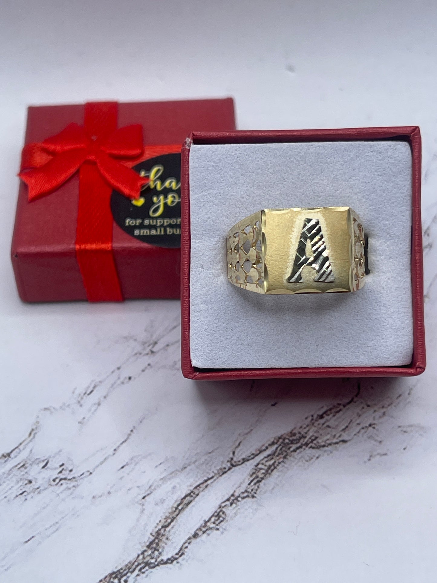 Letter A Men Ring 10k