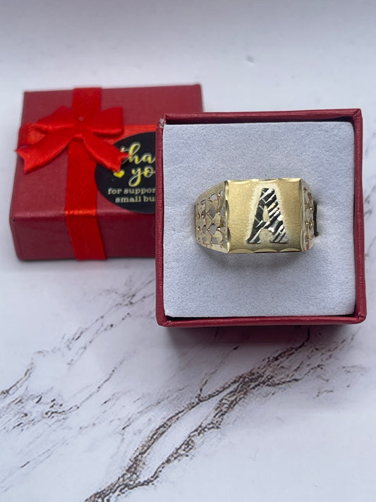 Letter A Men Ring 10k