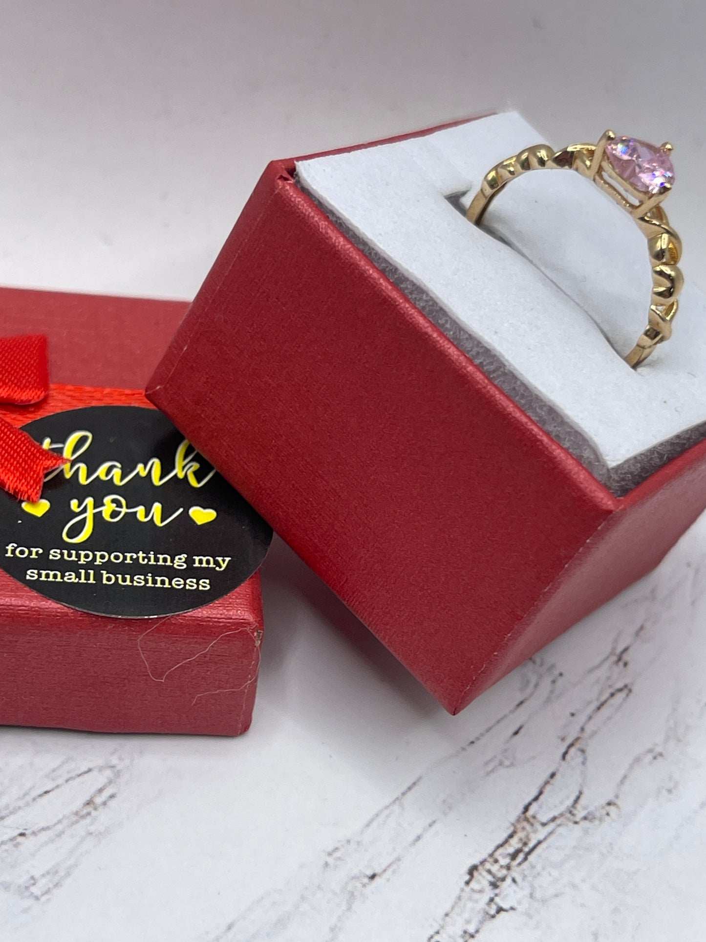 Heart Cz Pink Ring 14k