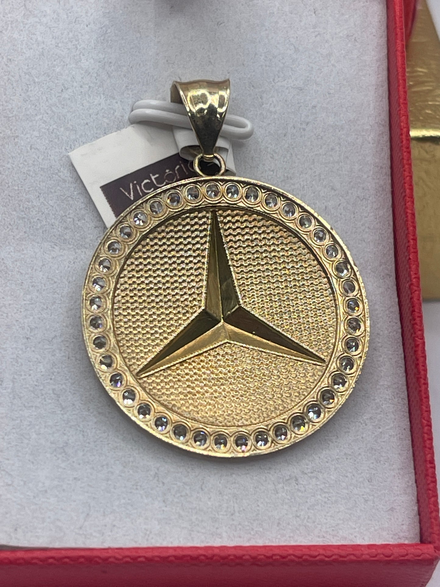 Mercedes Cz Medallion Pendent 10k