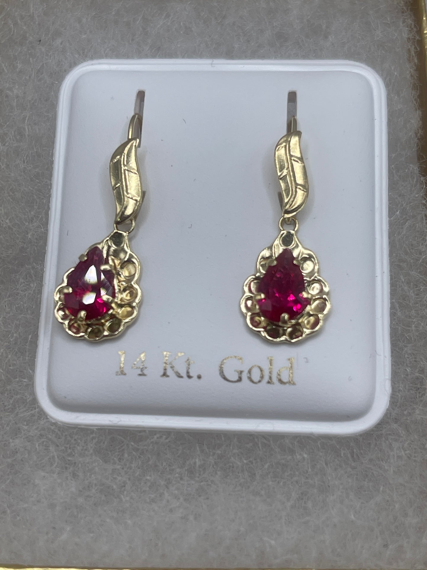 Ruby Hanging Earrings 14k