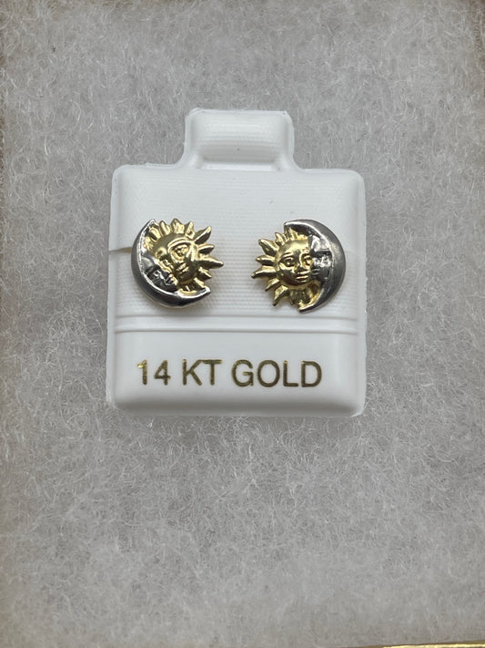Moon & Sun Earrings 14k