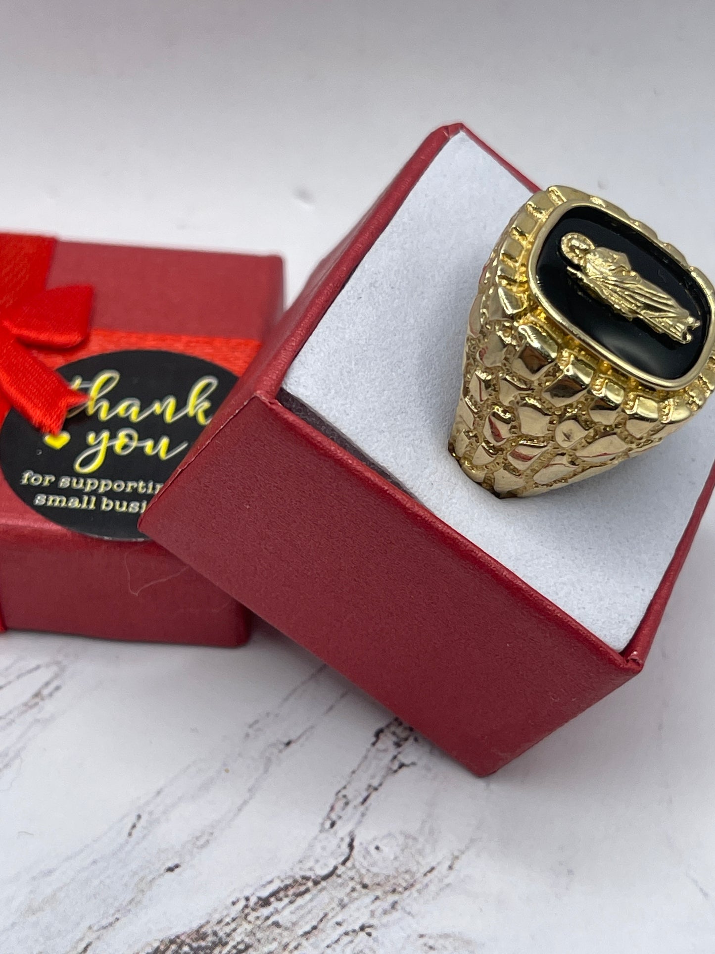 St Judas Onyx Men Ring 14k