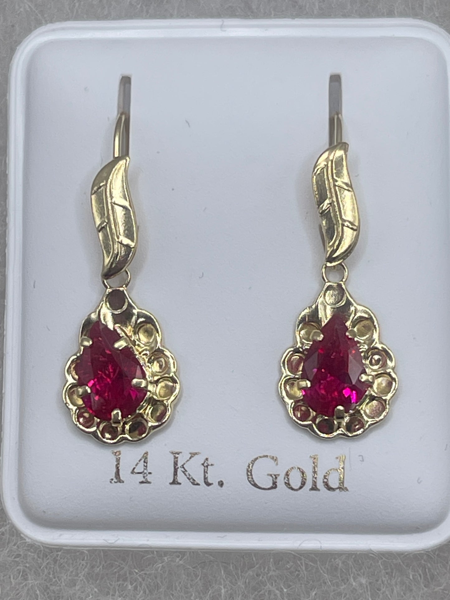 Ruby Hanging Earrings 14k