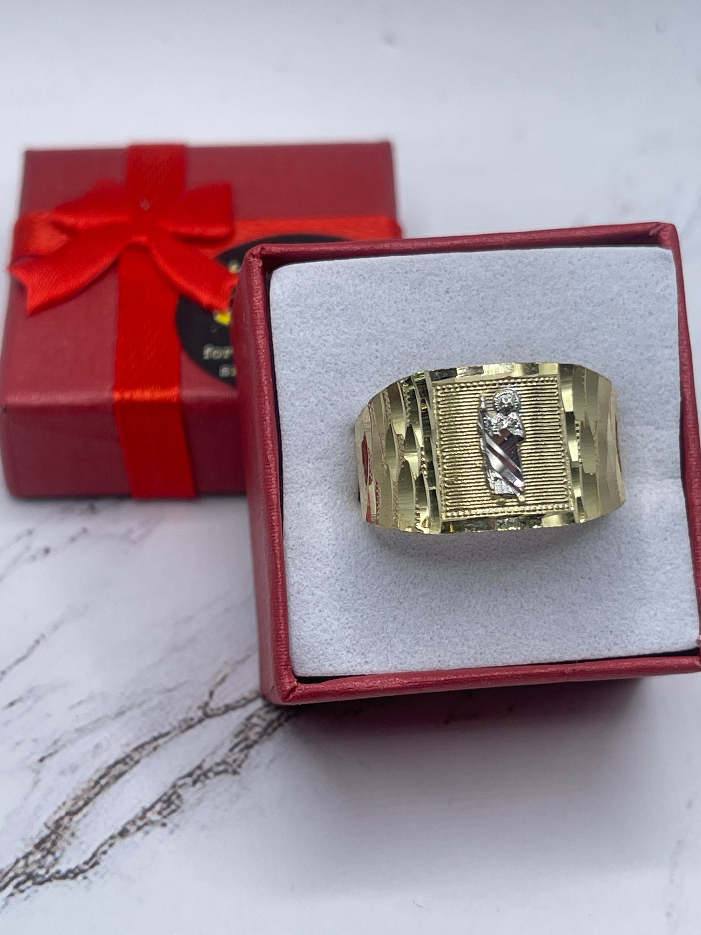 St Judas 2 tone Ring 10k