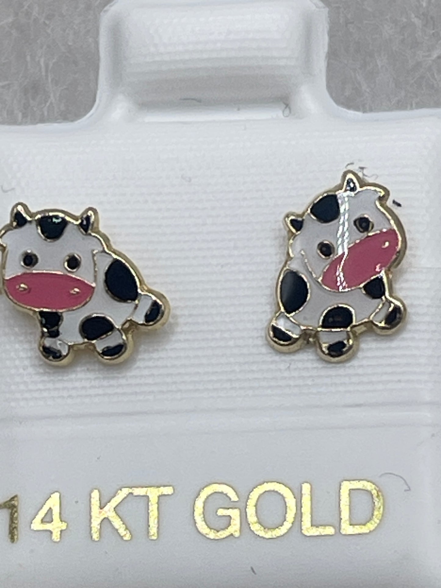 Cow Earrings 14k